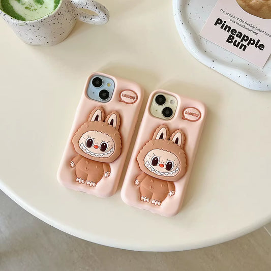 Kawaii Labubu Phone Case Holder anti Slip anti Fall Protective Cover Cute Cartoon Suitable for Iphone15Promax Iphone13Pro 14Pro