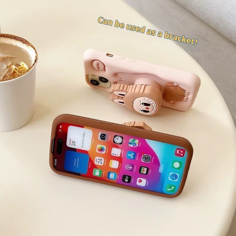 Kawaii Labubu Phone Case Holder anti Slip anti Fall Protective Cover Cute Cartoon Suitable for Iphone15Promax Iphone13Pro 14Pro